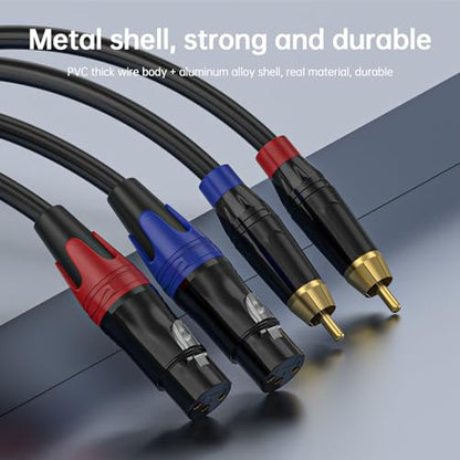 RCA to XLR Cable, Dual RCA Female to Dual XLR Male Cable, 2 RCA Male to 2 XLR Female HiFi Audio Cable, 4N OFC Wire, for Amplifier Mixer Microphone,25Feet - size: 25FT-RCA male to XLR Female