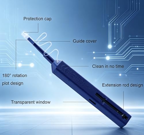 Fiber Pen Cleaner for LC/MU Connectors, 1.25mm UPC/APC Ferrule Cleaner, One-Push Fiber Optic Cleaning Tool with Extendable Probe (2.38” to 3.63”), 800+ Cleans per Unit, Anti-Static - 10 Pack - size: 1.25mm
