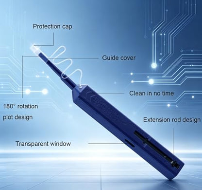 Fiber Pen Cleaner for LC/MU Connectors, 1.25mm UPC/APC Ferrule Cleaner, One-Push Fiber Optic Cleaning Tool with Extendable Probe (2.38” to 3.63”), 800+ Cleans per Unit, Anti-Static - 5 Pack - size: 1.25mm