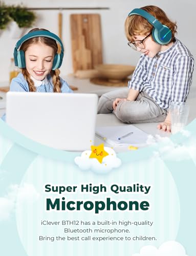 iClever BTH12 Kids Bluetooth Headphones 85H Playtime with LED Lights Travel - color: Malachite Green