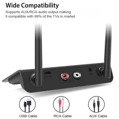 80M Bluetooth Transmitter & Receiver for TV with aptX HD Low Latency – Wireless Audio Adapter with 3.5mm AUX & RCA Jack for PC, LED/LCD, Headphones, and Car Bluetooth Transmitter