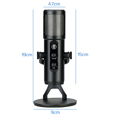 Andoer USB Condenser Microphone Cardioid Mic with RGB Lights One-Button Mute Headphone Real-time Monitoring with Desktop Mic Stand for Smartphone Laptop PC Live Streaming Video Conference Online