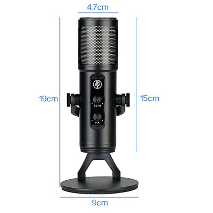 Andoer USB Condenser Microphone Cardioid Mic with RGB Lights One-Button Mute Headphone Real-time Monitoring with Desktop Mic Stand for Smartphone Laptop PC Live Streaming Video Conference Online