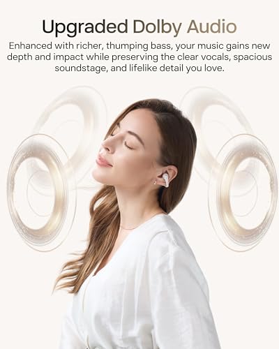 SHOKZ OpenDots 2 Open-Ear Clip-On Earbuds, White, Dolby Audio, 3 Mics | Deep Bass, 40H Playback, Bluetooth 6.1, IP57 Waterproof, AI Noise Reduction, Wireless Fast Charging - color: Pearl white