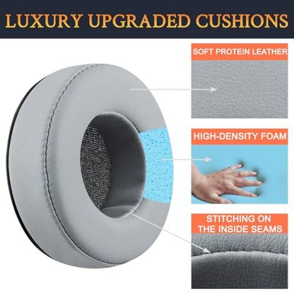 SOULWIT Earpads Replacement for Skullcandy Hesh & Hesh 2 Wireless Over-Ear Headphones, Ear Pads Cushions with Soft Protein Leather, Noise Isolation Foam - Grey - color: Grey