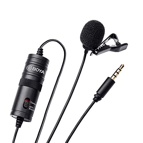 BOYA BY-M1 3.5mm Electret Condenser Microphone with 1/4" adapter for Smartphones iPhone DSLR Cameras PC