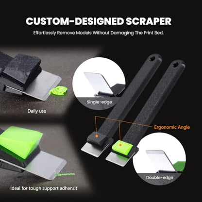 3D Printer Tool Kit with Nozzle Cleaner, PTFE Tube & Deburring Tools | Complete FDM printer maintenance kit with precision tools to clean nozzles, remove supports and improve print quality.
