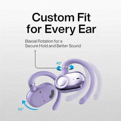 Open Ear Earbuds Bi-Axial Custom Fit Immersive Sound Wireless Headphones | Over The Ear Bluetooth Ear Buds Waterproof Long Battery for Running Outdoor Sports Travel Conference - OpenBass Fit Purple - color: Pulse Lavender