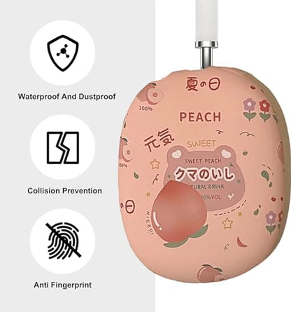 Case Compatible with AirPods Max Headphones, Cute Anime Fruit Soft TPU Anti-Scratch Protective Ear Cup Covers Headphone Cases for Woman Kids Girls - color: Peach