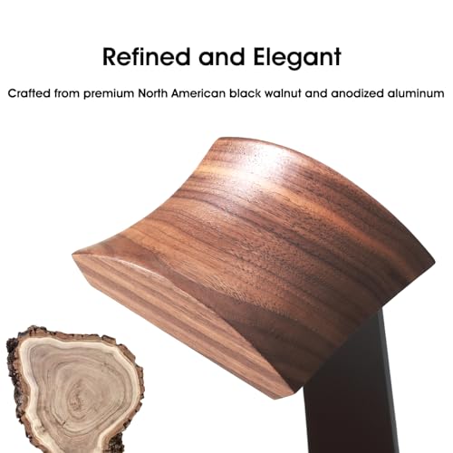 Walnut Headphone Stand, Wood Headset Holder with Storage for Desk - color: Grey