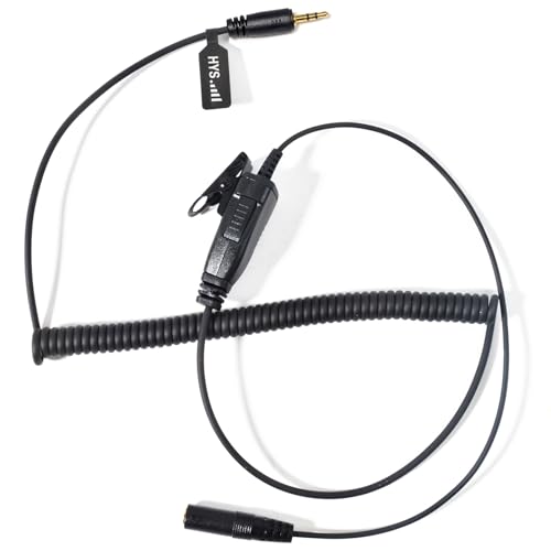 HYS RX380 RX180 RX680 3.5mm Audio Jack to 2.5mm 1-Pin Earpiece Adapter for Cobra Microtalk Radios CXT195/CX112/CXT545 with Inline PTT Switch and Extension Cord