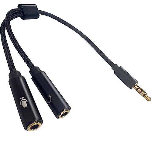 TRRS to TRS Adapter Splitter - 3.5mm 1/8" Audio Splitter Cable | TRRS Male to 2 TRS Female Cable Adapter, Aux Cord for iPhone Android Laptop Microhopone Earphone Speaker, Headphone Adapter
