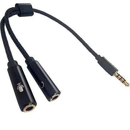 TRRS to TRS Adapter Splitter - 3.5mm 1/8" Audio Splitter Cable | TRRS Male to 2 TRS Female Cable Adapter, Aux Cord for iPhone Android Laptop Microhopone Earphone Speaker, Headphone Adapter