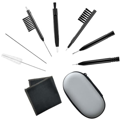 8-Piece Hearing Aid Cleaning Brush Tools Kit with Carry Case, Gray (Gray) | Works on hearing aids, earbuds and headphones;Portable carry case for travel - color: Gray