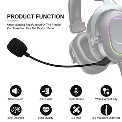 Replacement Cloud 2 Mic Boom for 1st Version Kingston HyperX Cloud Core Cloud Pro CloudX Wire Gaming Headsets, 3.5mm Detachable Slanted End Microphone (Slanted End Mic) - size: Slanted End Mic