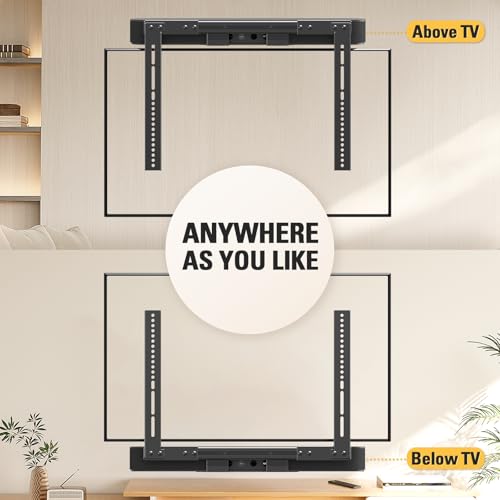 Mounting Dream Soundbar Mount with Easy Access Design for SONOS Beam, SoundBar Bracket with Sliding Block Fits TV up to VESA 600x400mm, Compatible with The Beam Constructed of Duty Aluminum Profile - size: Soundbar Mount for Sonos Beam