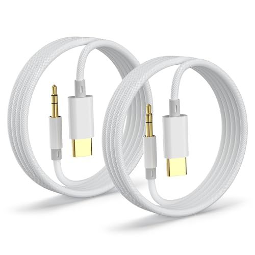 Aux to USB C, Aux Cord to USB C to 3.5mm Audio Headphone Jack Adapter [2 Pack,4FT], Hi-Fi DAC Dongle Aux Cord Compatible with iPhone 17/16/15 Pro Max,Samsung S25/S24/S23,iPad Pro, Pixel, Car Stereo