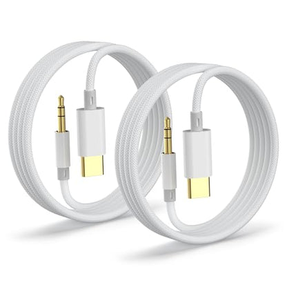 Aux to USB C, Aux Cord to USB C to 3.5mm Audio Headphone Jack Adapter [2 Pack,4FT], Hi-Fi DAC Dongle Aux Cord Compatible with iPhone 17/16/15 Pro Max,Samsung S25/S24/S23,iPad Pro, Pixel, Car Stereo
