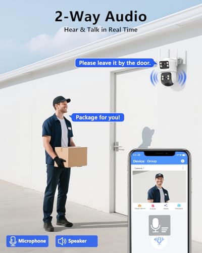 Wireless Security Camera System, 4MP PTZ WiFi Outdoor Video Surveillance | 350° PTZ Control, Color Night Vision, Motion Detection, 2-Way Audio, No Monthly Fee - size: 6-Cams 3TB HDD