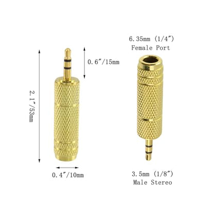 Headphone Adapter 3.5 mm (1/8 inch) Male to 6.35 mm (1/4 Inch) Female Headphone Jack Plug, for Player, Headphone, Guitar Amplifier (6 Pack, Gold) - style: 3.5 mm (1/8 inch) Male to 6.35 mm (1/4 Inch) Female