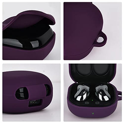 AIRSPO Silicone Case Compatible with Samsung Galaxy Buds 2 Pro/Galaxy Buds 2/ Galaxy Buds Pro/Galaxy Buds Live Case (Dark Purple) - color: Dark Purple