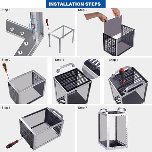 GeeekPi DeskPi RackMate TT Mini Server Rack for Mini PC, Network, Servers, Audio, and Video Equipment, 10 inch 3U/ 7 inch 5U Network Rack, 7.87 inch Depth - color: Silver