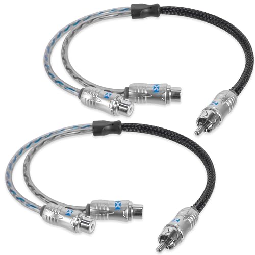 NVX XIX2F | Oxygen Free Copper Double Twisted Pair X-Series with Shielded Noise Reduction and Split-tip Silver-Plated Machined ends - size: 1 Male to 2 Female Y-Adapter
