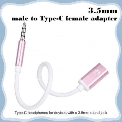 Pink UsbC Female to 3.5mm Male UsbC Female to Aux Male Audio Adapter Headphone Jack Adapter USB-C to Aux Cable Cord Compatible with Smartphones, Tablets, Laptops, MP3 Players