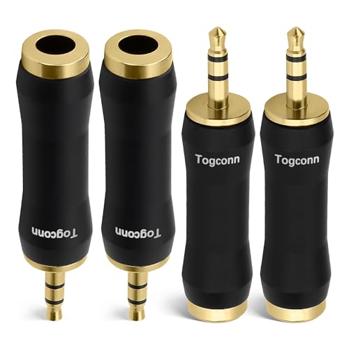 1/8 Inch to 1/4 Inch Adapter 4 Pack, 3.5mm TRS Stereo Male to 6.35mm Quarter Inch Female Jack Plug Gold-Plated Pure Copper Audio Converter Connector Premium Quality Series - color: 3.5mm(TRS) Male to 6.35mm Female, size: 4 Pack