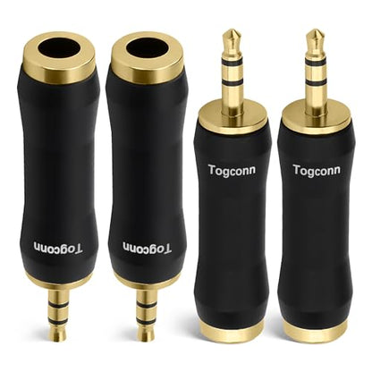 1/8 Inch to 1/4 Inch Adapter 4 Pack, 3.5mm TRS Stereo Male to 6.35mm Quarter Inch Female Jack Plug Gold-Plated Pure Copper Audio Converter Connector Premium Quality Series - color: 3.5mm(TRS) Male to 6.35mm Female, size: 4 Pack