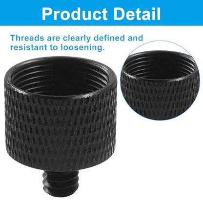 Black Microphone Stand Adapter, 5/8 to 1/4 and 1/4 to 5/8 Screw Adapter for Microphone Stand Mount, Camera Mount Tripod