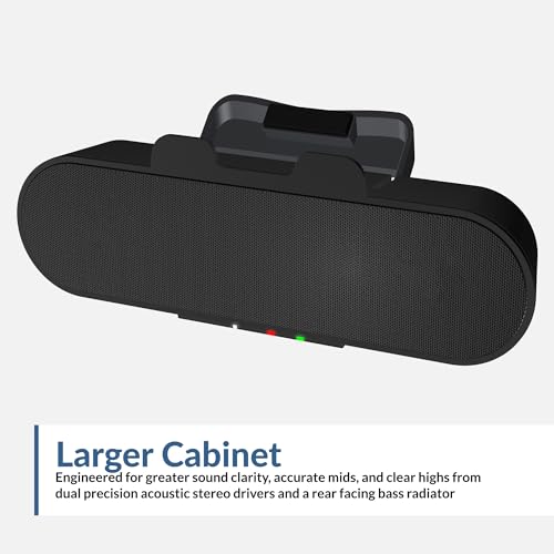 Cyber Acoustics USB & Bluetooth Speaker Bar (CA-2890PRO) USB Powered with Speakerphone for PC and Bluetooth for Connection to Smartphones, Clamps to Monitors up to 2 Inches Thick, 20 Watts - style: USB & BT - Pro