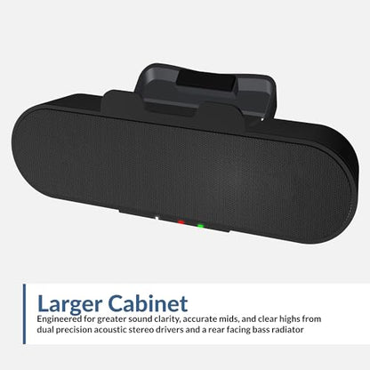 Cyber Acoustics USB & Bluetooth Speaker Bar (CA-2890PRO) USB Powered with Speakerphone for PC and Bluetooth for Connection to Smartphones, Clamps to Monitors up to 2 Inches Thick, 20 Watts - style: USB & BT - Pro