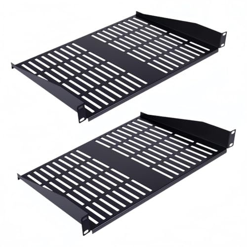 2PCS 1U Server Rack Shelf, Suitable for 19" Network Equipment Racks and Cabinets, Ventilated Cantilever Tray, Depth of 10 inches, Well-Ventilated (10") - size: 10"