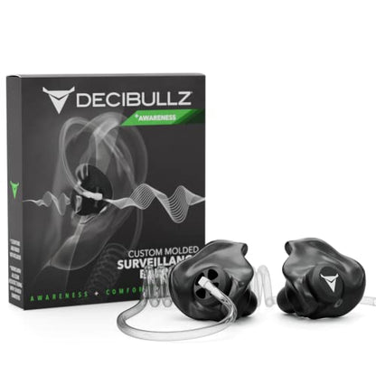 Decibullz Custom Moulded Security Two-Way Radio Surveillance Earpiece Set, Thermo-Fit Designed for Clear Acoustic Tube Radios | Model: +Awareness - style: Awareness Earpieces