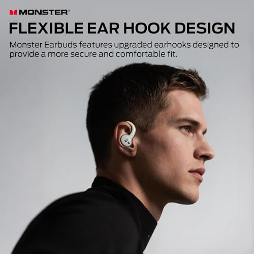 Monster N-Lite 216 Wireless Earbuds, Bluetooth 6.0 Headphones Noise Cancelling, Comfort Fit Ear Buds, Deep Bass Over Ear Buds 48H Playtime IPX6 Waterproof Earphones for Running/Workout/Gym