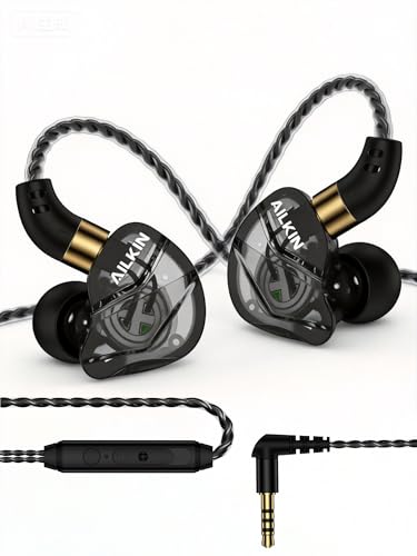 AILKIN 3.5mm Wired Earbuds with Microphone, Noise Isolating HiFi Earphones | 3.5mm Wired Earbuds Compatible with Android, PS5, Xbox, Switch, Laptop, Over-Ear Earbuds, Noise Isolating Over-Ear Earbuds