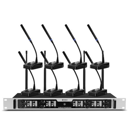 Debra 8-Channel Wireless Conference Microphone System, UHF Pro Auto Pairing, 80M Stable Transmission, 360° Gooseneck Mic for Meetings, Lectures & Conferences(8 Conference) - color: 8 Conference