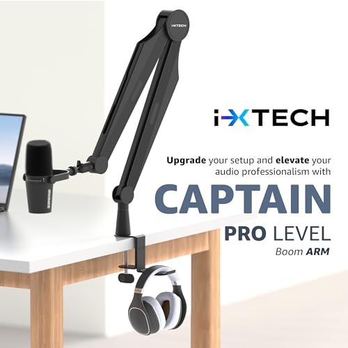 Mic Boom Arm Microphone Arm for Blue Yeti Shure Sm7b Hyperx QuadCast Rode At2020 and Fifine Upgraded Mic Stand with Tablet and Headphone Holder for Gaming Podcasting and Streaming CAPTAIN PRO - color: 3 Pro.