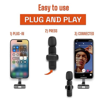 JLB Wireless Lavalier Lapel Microphone 2-Pack for iPhone, iPad & USB-C