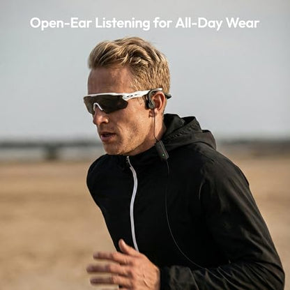 E&P Wired Bone Conduction Headphones with Microphone | 3.5mm AUX Wired, Open-Ear Earbuds, 7ft Extension Cable, Hands Free, Volume Control, Sweatproof