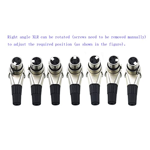 WJSTN Right-Angle Female to Straight Male XLR Cable 2FT, XLR Microphone Audio Extension Cord for Camera, Mixer, Audio Interface - size: 2FT