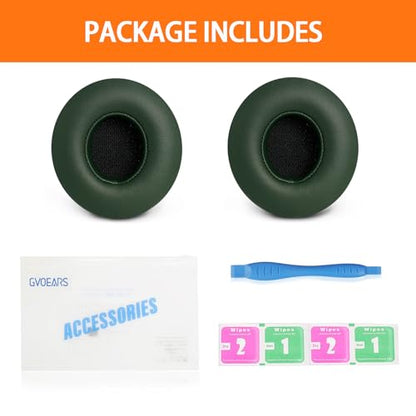 Solo 2 Solo 3 Ear Pad Replacement, GVOEARS Earpad Cushions for Beats Solo | Soft Leather Noise Isolation Memory Foam (Blackish Green) - color: Blackish Green