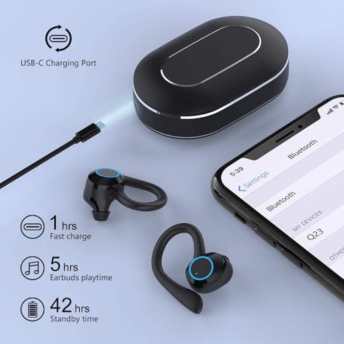 Wireless Earbuds Bluetooth 5.1 Headphones,Low- Latency Gaming in-Ear Headphones,CVC8.0+ENC Intelligent Noise Cancellation,42- Hour Playback Time with Charging Compartment,IPX7,HiFi Stereo