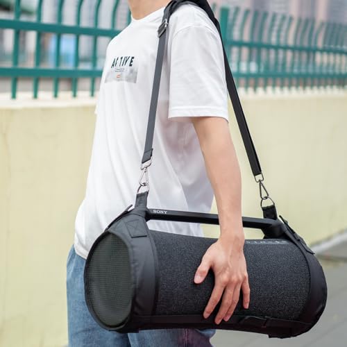 Travel Carrying Strap Case Compatible with Sony SRS-XG500 X-Series Portable Boombox, Two Sides Mesh Covers Case Protective Cover with Shoulder Strap