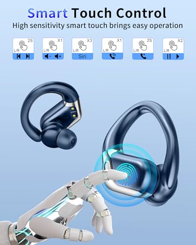 2026 Ear buds Wireless Earbuds, Bluetooth 5.4 headphones Sport 50 Hrs | Noise Cancelling Running Headphones, Over Ear Earbuds with Ear Hooks, Bluetooth Earphones with IP7 Waterproof for Android/iOS - color: Green