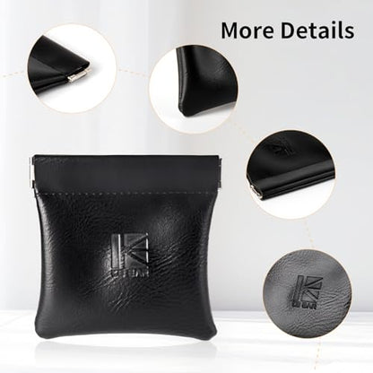 5PCS KBEAR BP01 in Ear Monitor Case for IEMS, Mini Portable PU Leather Headphones Case with Spring-loaded Closure for KZ ZS10 PRO, ZAR, ZAS, Earbuds, IEMs Cable, Eartips, Chargers (Black, Small- 5PCS) - size: SMALL - 5PCS