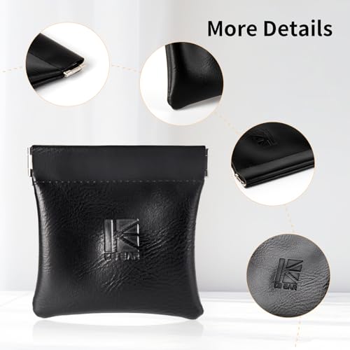 1PCS KBEAR BP01 in Ear Monitor Case for IEMS, Mini Portable PU Leather Headphones Case with Spring-loaded Closure for KZ ZS10 PRO, ZAR, ZAS, Earbuds, IEMs Cable, Eartips, Chargers (Black, Small- 1PCS) - size: SMALL - 1PCS