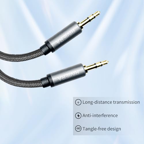 RIVIERA 10FT/3.0M Audio Cable 3.5mm 1/8" TRS to 3.5mm 1/8" TRS Braided Sheild Pure Copper Wire and 24K Gold Plated Low Noise Cable with Braided Nylon Jacket for Digital Players & Musical Instruments - color: Dual 1/8 TRS Black, size: 10FT/3.0M
