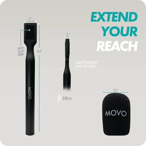 Movo WMX-HM Wireless Microphone Handle for Interviews – Handheld Adapter for DJI Mic, RODE Wireless GO, & More – Includes Mic Flag – for Creators, Journalists & Youtubers - style: Mic Handle with Flag